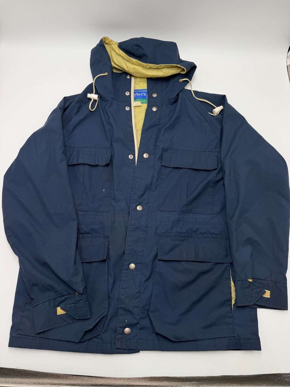 Vintage Carter’s Made USA Hooded Field Parka Jacket Navy Yellow Men’s L